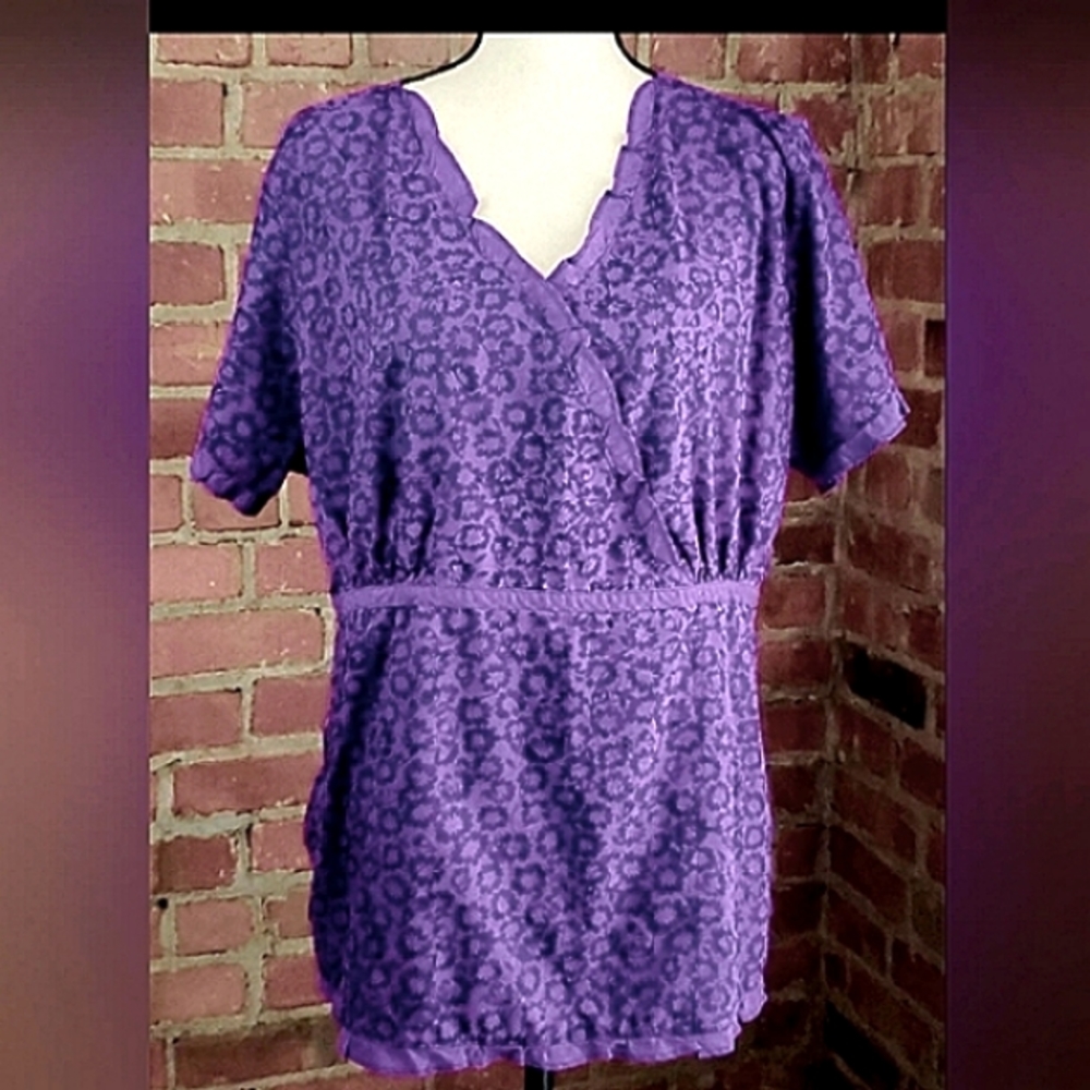 Koi purple medical scrub top size 2X